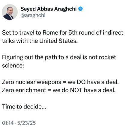 압바스 아락치 외무장관 개인소셜미디어 갈무리