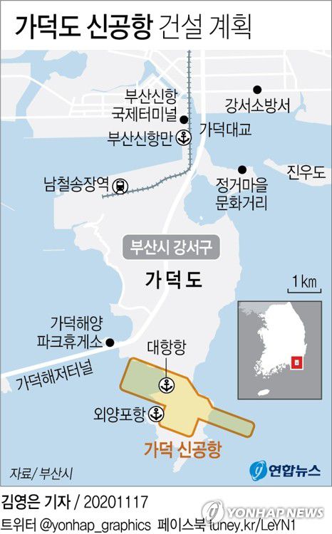 [그래픽] 가덕도 신공항 건설 계획(서울=연합뉴스) 김영은 기자 = 국무총리실 김해신공항 검증위원회가 17일 김해신공항안(기존 공항 확장안)이 동남권 관문 공항으로 사실상 부적합하다는 결론을 내림에 따라 부산시가 추진하는 가덕 신공항 건설에 청신호가 켜졌다. 
    0eun@yna.co.kr
    페이스북 tuney.kr/LeYN1 트위터 @yonhap_graphics