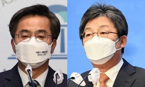 유승민 전 국민의힘 의원(오른쪽)과 김동연 전 경제부총리. [사진 출처 = 연합뉴스]