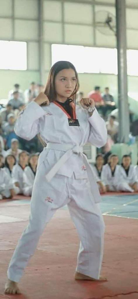 태권도 도복을 입고 있는 에인절의 모습./사진=SNS캡쳐 갈무리