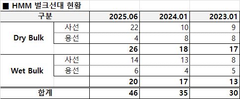 HMM 벌크선대 현황 [HMM 제공]