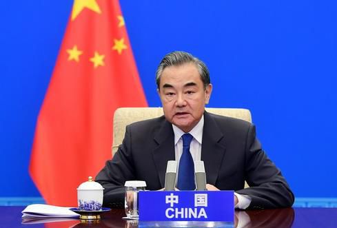 유엔 안보리 화상회의 참석한 왕이 외교부장[중국 외교부 홈페이지 캡처.재판매 및 DB 금지]