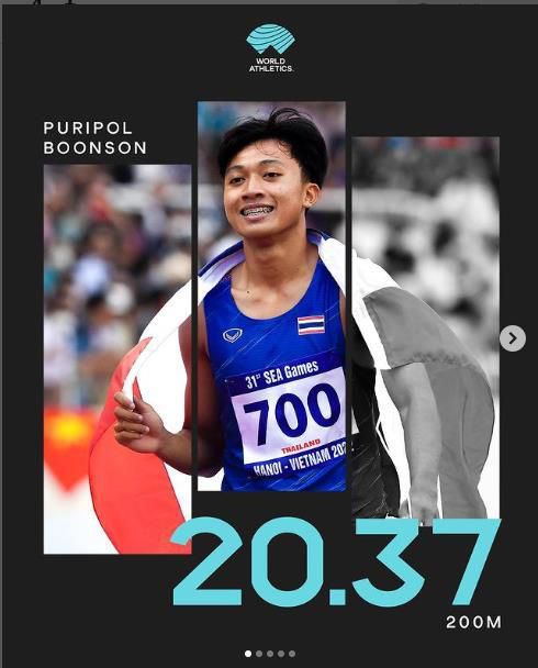 200ｍ 만 16세 이하 세계 3위 기록을 세운 분손[세계육상연맹 인스타그램 캡처. 재판매 및 DB금지]