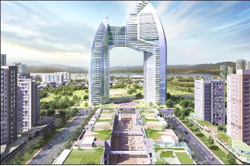 명지국제신도시 2단계 사업 계획공공보행통로와 랜드마크 타워부지 연계 예시도. [LH 제공, 재판매 및 DB 금지]