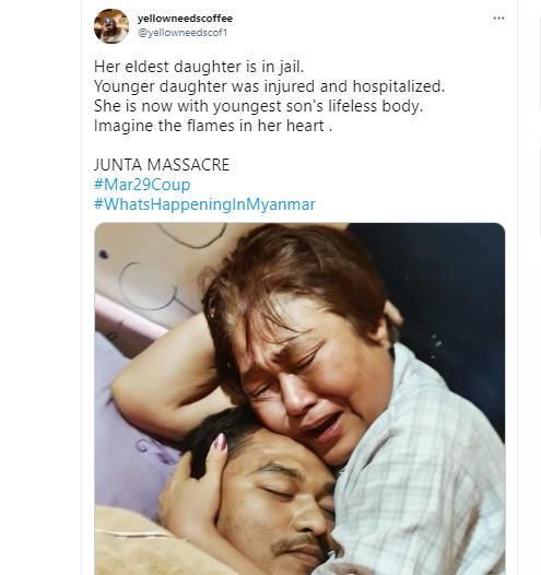 "막내아들마저 주검으로…미얀마 군부의 대학살"[트위터 @yellowneedscof1·재판매 및 DB 금지]