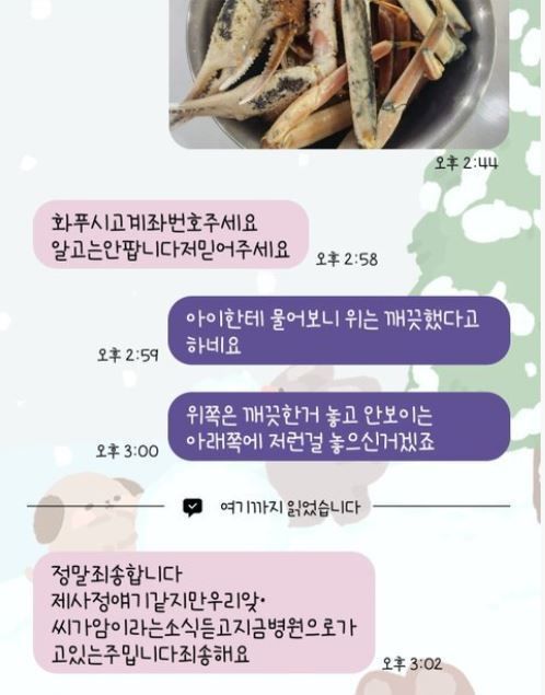 피해 소비자가 해당 상인과 대화한 문자. [온라인 커뮤니티 갈무리]