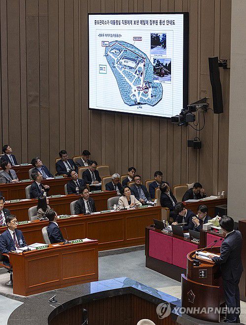 지난해 국회에서 김건희 종묘 사적 사용 관련 질의하는 김성회 의원[연합뉴스 자료사진]