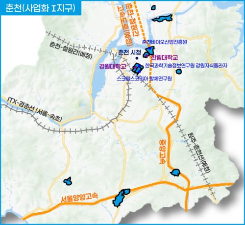 강원연구개발특구 지정 위치도(춘천)