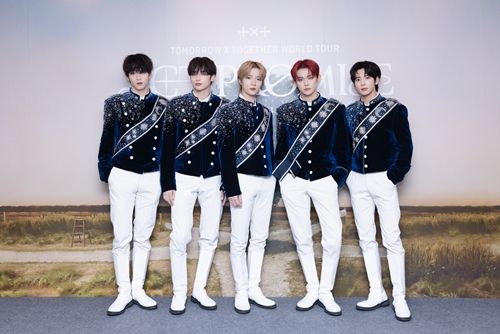 3일 오후 투모로우바이투게더(수빈, 연준, 범규, 태현, 휴닝카이)의 ‘TOMORROW X TOGETHER WORLD TOUR 〈ACT : PROMISE〉 ENCORE IN SEOUL’ 기자간담회가 열렸다. 사진=빅히트 뮤직