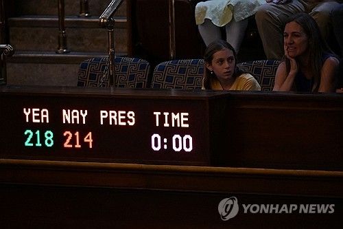 미 하원의 ‘트럼프 감세법안’ 최종 표결 결과. [사진 출처 = 연합뉴스]