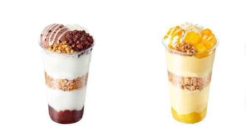 팥빙 젤라또 파르페(왼쪽)와 망빙 파르페. [메가MGC커피]