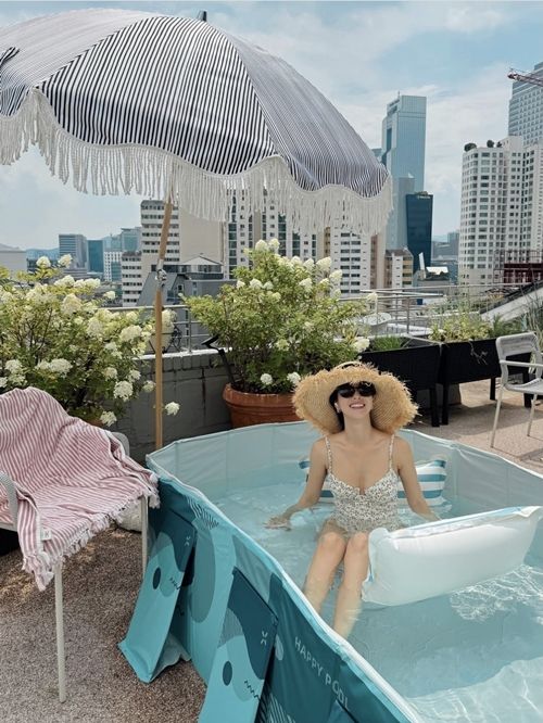 배우 기은세가 루프탑 ‘집캉스’ 풍경과 함께 김치등갈비찜 일상을 공개했다. 사진=기은세 SNS