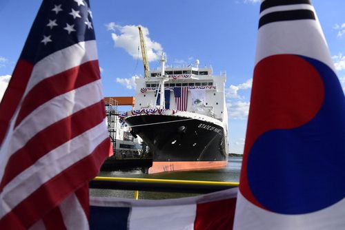 미국 필리조선소에서 건조된 ‘스테이트 오브 메인’호. 미국 해양청이 발주한 것으로 한미 조선협력의 상징이다. [AFP = 연합뉴스]