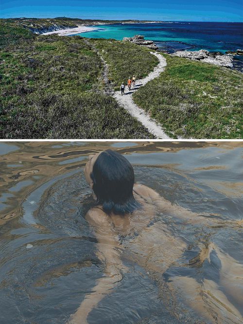(위) 며칠 동안 하이킹을 하며 자연풀장 수영과 동굴 속 요가를 즐길 수 있는 호주의  ‘더 하이크 컬렉티브’ 프로그램 (아래) 전통 핀란드 사우나를 즐길 수 있는 ’어바웃 타임 배스하우스’ ⓒ호주관광청