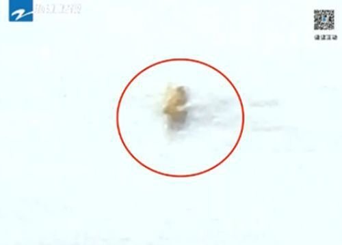 2013년 백두산 천지 괴생명체 출현 설 때 등장한 촬영사진. [사진출처=유튜브 영상 캡처]