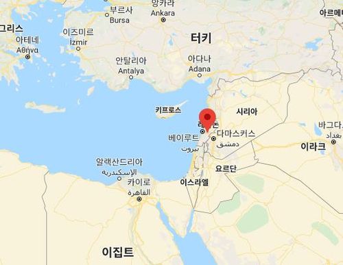 레바논이 포함된 지도.[구글 캡처]