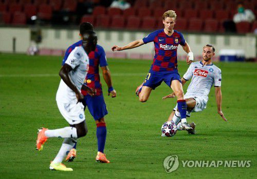 FC바르셀로나와 나폴리 선수들 경기 모습[EPA=연합뉴스 자료사진]