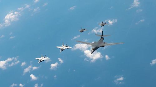 B-1B 등 6대 폭격기 출격[미국 태평양공군사령부 홈피 캡처]