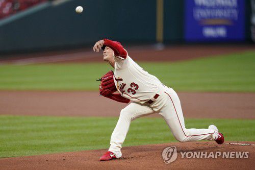1회부터 전력투구로 신시내티 타선 제압한 김광현[AP=연합뉴스]