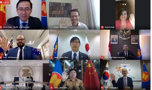 26일 개최된 '아세안 연계성 조정위원회' 화상회의[주아세안 한국대표부 제공=연합뉴스]