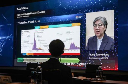 기조연설하는 정은경 질병관리청장[한국공학한림원 제공. 재판매 및 DB 금지]