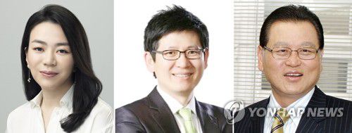 한진칼 경영권 분쟁 중인 3자연합사진 왼쪽부터 조현아 전 대한항공 부사장, 강성부 KCGI 대표, 권홍사 반도건설 회장. [연합뉴스 자료사진] photo@yna.co.kr