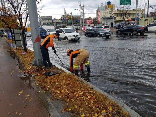 도로 곳곳 비 피해[대구소방안전본부 제공. 재판매 및 DB 금지]