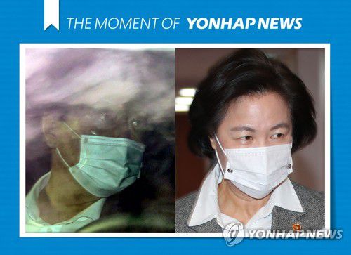 [모멘트] 추미애, 윤석열 검찰총장 징계 청구·직무배제(서울=연합뉴스) 김승두·임화영 기자 = 추미애 법무부 장관은 24일 서울고검 의정관에서 윤석열 검찰총장 감찰 결과와 관련해 긴급 브리핑을 열어 윤 총장에 대한 징계청구·직무배제 방침을 밝혔다. 
    사진은 이날 오전 국무회의에 참석하는 추 장관(오른쪽)과 출근하는 윤 총장. 2020.11.24 [THE MOMENT OF YONHAPNEWS] photo@yna.co.kr