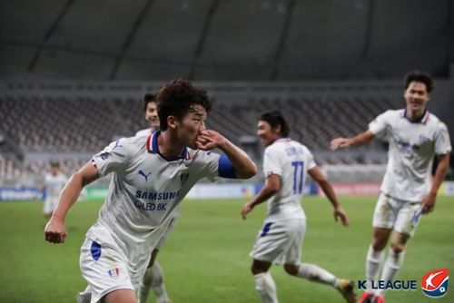 요코하마전에서 득점 세리머니라는 수원 김민우.[한국프로축구연맹 제공. 재판매 및 DB 금지]