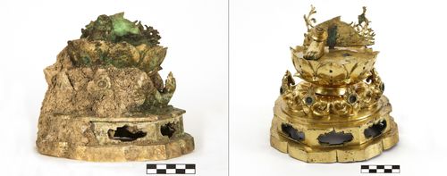 대좌 보전처리 전(왼쪽)과 후 모습[국립문화재연구소 제공. 재판매 및 DB 금지]