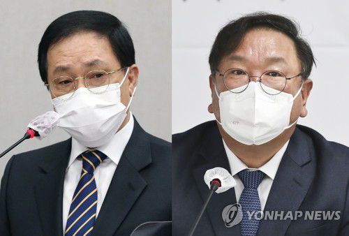 (왼쪽부터)유영민 - 김태년[연합뉴스 자료사진, 국회사진기자단 제공. 재판매 및 DB 금지]