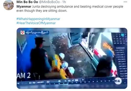 "앰뷸런스 내린 구급대원들 마구 구타"[트위터 @MinBoBoOo]