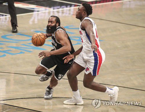 돌파하는 제임스 하든[Wendell Cruz-USA TODAY Sports/로이터=연합뉴스]
