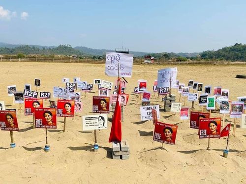 미얀마 최북단 카친주의 무인 시위[트위터 @Noe78971157·재판매 및 DB 금지]