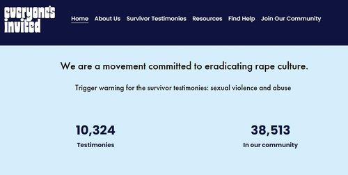 영국 교내 성폭력 피해 제보 사이트 '에브리원즈 인바이티드'[에브리원즈 인바이티드 웹사이트 갈무리. 재판매 및 DB 금지]