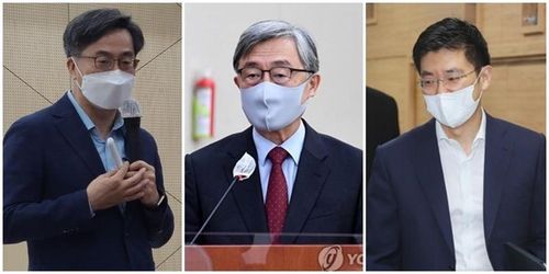 왼쪽부터 김동연 전 경제부총리, 최재형 감사원장, 김세연 전 의원[연합뉴스 자료사진]