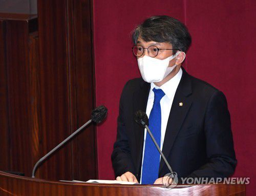 인사말 하는  열린민주당 김의겸 의원 [연합뉴스 자료사진]