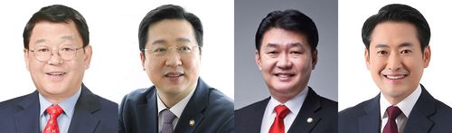 2022년 6·1 지방선거 대전시장 출마 예상 국민의힘 후보왼쪽부터 박성효 전 대전시장, 이장우 전 국회의원, 정용기 전 국회의원, 장동혁 대전시당 위원장. [연합뉴스 자료사진]