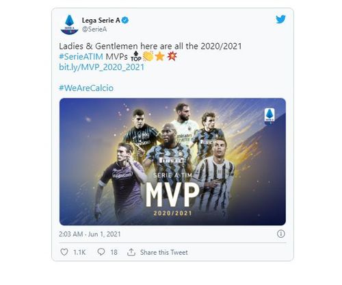 2020-2021시즌 세리에A 포지션별 MVP.[세리에A 트위터. 재판매 및 DB 금지]