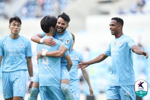 골 세리머니 하는 대구 선수들.[한국프로축구연맹 제공. 재판매 및 DB 금지]