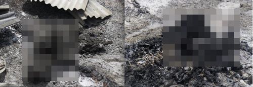 불에 타 숨진 80대 노부부 시신으로 보이는 유해.[미얀마 나우 캡처. 재판매 및 DB 금지]