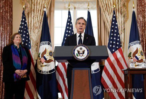 인신매매 보고서 발표하는 토니 블링컨 미 국무장관 [AFP=연합뉴스]