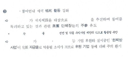 참여연대가 공개한 국정원 문건 중 일부[참여연대 제공. 재판매 및 DB 금지.]