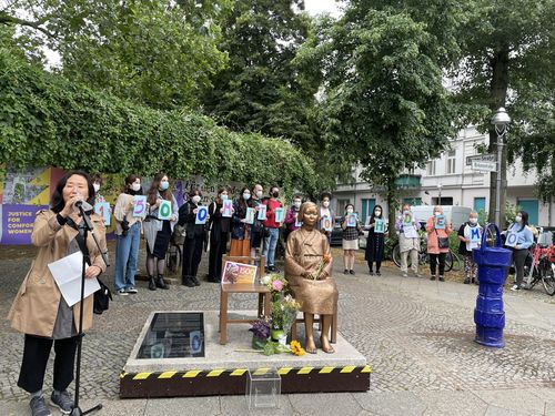 베를린 소녀상앞서 수요시위 1천500회 기념집회[촬영=이 율]