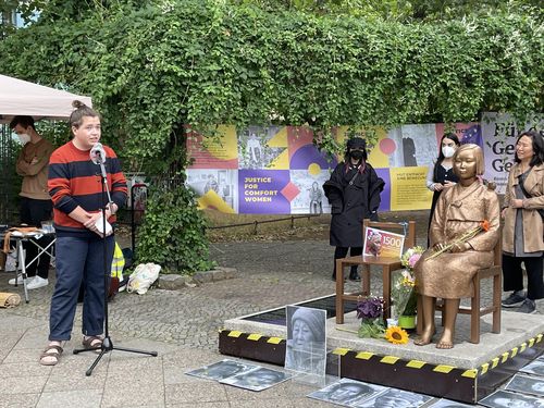 베를린 소녀상앞서 수요시위 1천500회 기념집회[촬영=이 율]