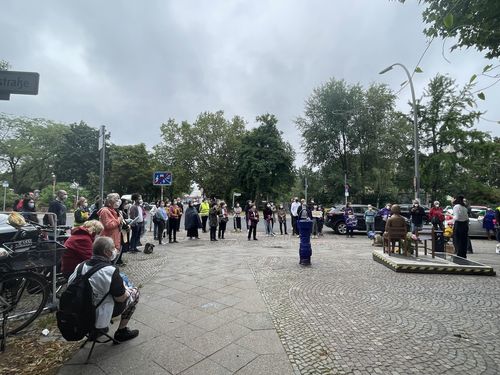 베를린 소녀상앞서 수요시위 1천500회 기념집회[촬영=이 율]