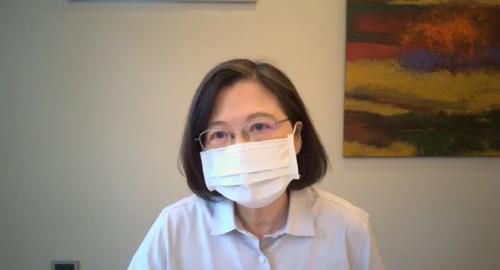 화상회의 방식으로 민진당 내부 회의에 참석한 차이잉원 총통[대만 연합보 캡처. 재판매 및 DB 금지]