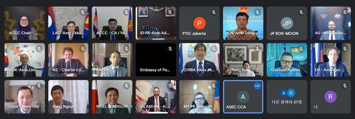 25일 화상으로 열린 '아세안 연계성 조정위원회'[주아세안한국대표부 제공=연합뉴스]