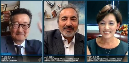 아미 베라(가운데) 의원과 영 김(오른쪽) 의원[전략국제문제연구소 웹사이트 캡처] [재판매 및 DB 금지]
