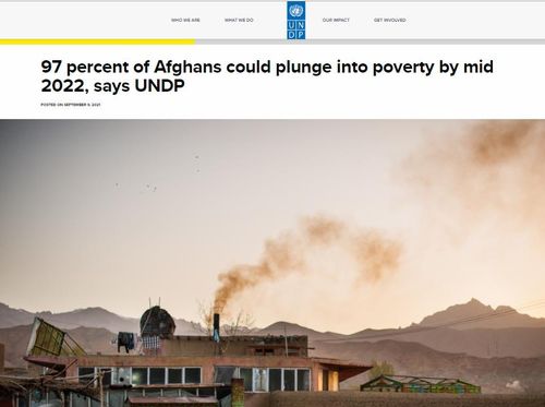 "아프간 빈곤율 내년 중반까지 97%까지 치솟을 수 있어"[유엔개발계획(UNDP) 홈페이지 캡처]